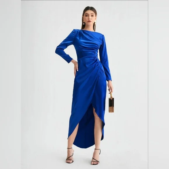 green emerald velvet dress SheIn Women's Elegant V Neck Pleated Midi Dresses Short Sleeve A Line Cocktail  Dress Burgundy XS : Buy Online at Best Price in KSA main image 0